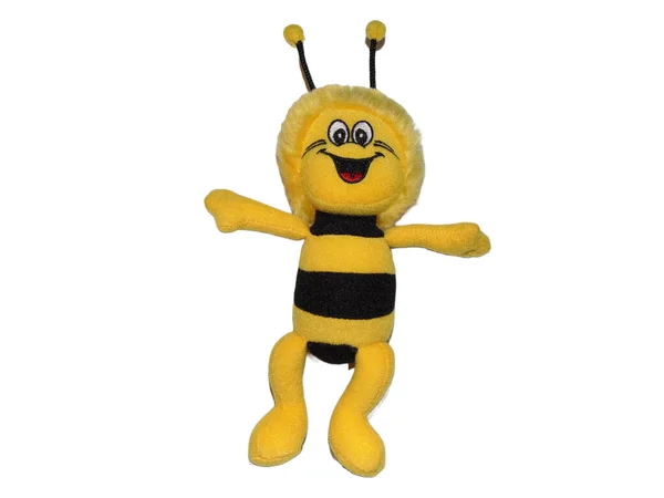 Plush Smiling Bee Isolated White Background Bee Toy — Stock Photo, Image