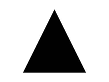 Beyaz arkaplanda siyah üçgen simgesi izole edildi