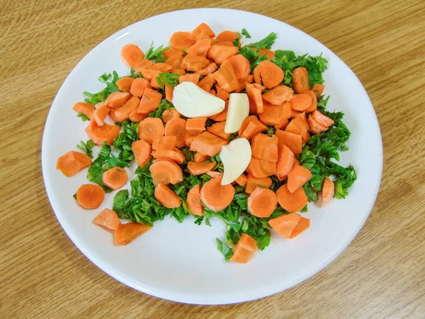 Group Vegetables Carrots Parsley Celery Garlic — Stock Photo, Image