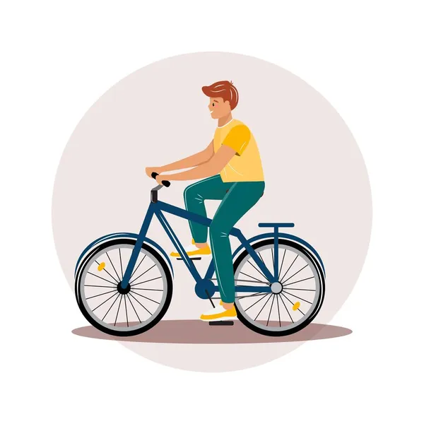 Homem Bicicleta Homem Feliz Andando Bicicleta — Vetor de Stock