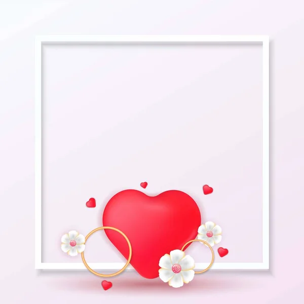 Happy Valentines Day banner with heart-shaped gift boxes on red background. Template for banners, cards, invitations, posters, advertisements. Vector template. — Vetor de Stock