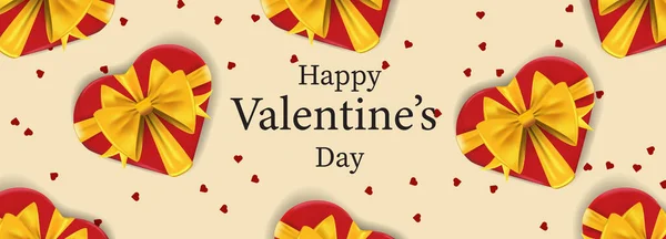 Banner with heart-shaped gift boxes for Happy Valentines Day. — Stock vektor