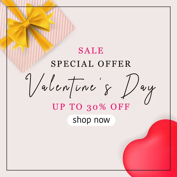 Happy Valentines Day offer. Vector template. — Stock Vector