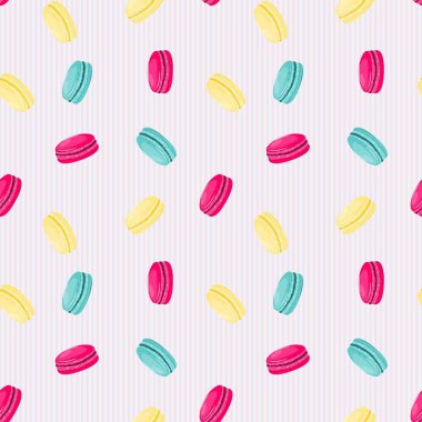 Çizgili arka planda badem kurabiyesi olan kusursuz bir desen.. 