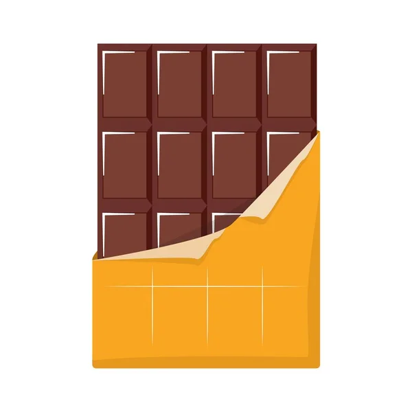 Čokoládová Tyčinka Izolovaná Oranžovém Obalu Vektorová Ilustrace — Stockový vektor