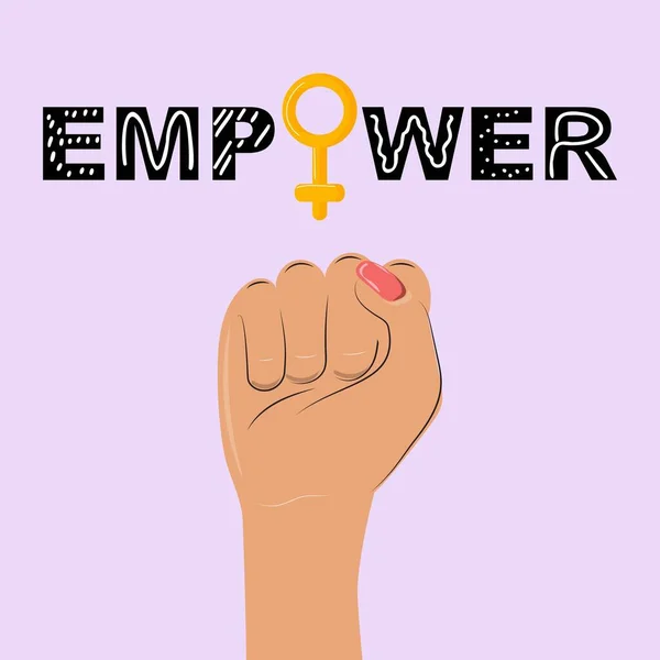 Femme poing levé. Empower, illustration de concept de féminisme. — Image vectorielle