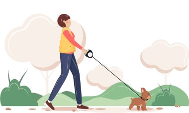 Doğada köpeğiyle yürüyen bir kadın.. 