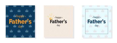 Babalar günü için taçlı kare şablon koleksiyonu. Kartlar, el ilanları, faturalar, davetiyeler için. Vektör şablonları.