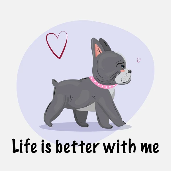 Cute French Bulldog Walking Pet Concept Illustration Vector Illustration — 스톡 벡터