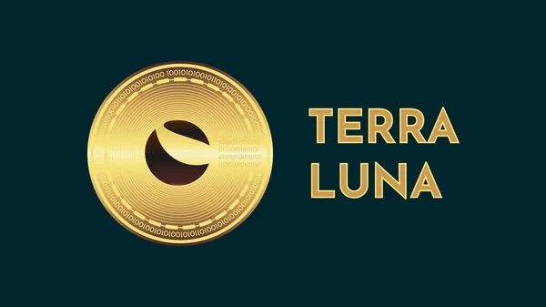 Ikona Terra Luna Logo Ciemnoniebieskim Tle Złote Monety Przeznaczone Stosowania — Wektor stockowy