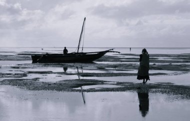 Deniz yosunu, Jambiani ve Zanzibar 'ın serin siyah ve beyaz görüntüsü