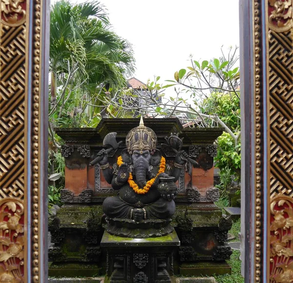 Statue God Ganesh Ubud Framed Gate Indonesian Island Bali High — Stock Photo, Image