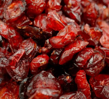 Kırmızı kızılcık kurudu, yakın çekim, makro çekim