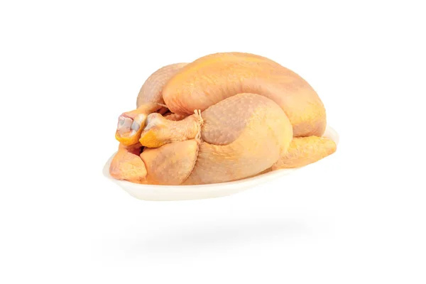 Ayam Jagung Mentah Diisolasi Dengan Latar Belakang Putih Bangkai Ayam — Stok Foto