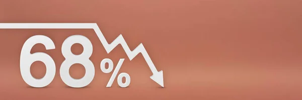 Шістдесят Вісім Відсотків Стрілка Графіку Вказує Вниз Падіння Фондового Ринку — стокове фото