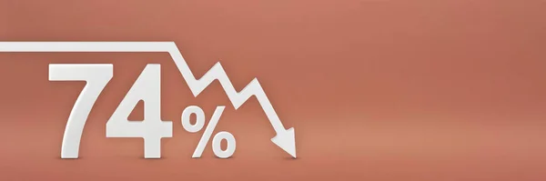 퍼센트 그래프에 화살표는 아래를 향하고 있습니다 인플레이션 빨간색 배경의 표지판 — 스톡 사진