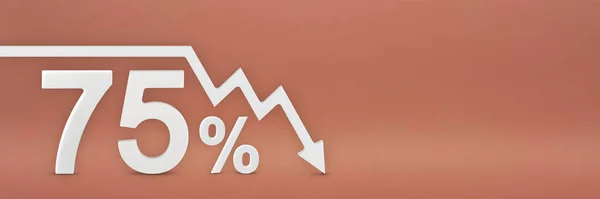 Сімдесят Ять Відсотків Стрілка Графіку Вказує Вниз Падіння Фондового Ринку — стокове фото