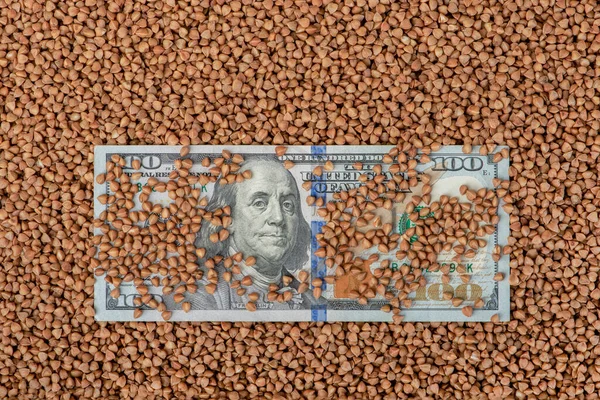 Buckwheat prices. World food crisis. Financial derivatives market. One hundred dollar bill in buckwheat