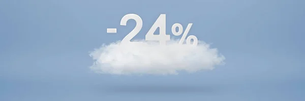 Знижка Великі Знижки Продажі Двадцяти Чотирьох Відсотків Числа Плавають Хмарі — стокове фото