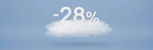 Скидка Процентов Большие Скидки Продажа Номера Плавают Облаке Голубом Фоне — стоковое фото
