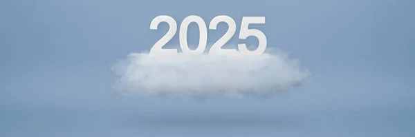 Frohes Neues Jahr 2025 Grußvorlage Festliches Banner Mit Weißen Zahlen — Stockfoto