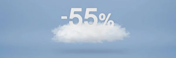 Знижка Великі Знижки Продажі Ятдесяти Яти Відсотків Числа Плавають Хмарі — стокове фото