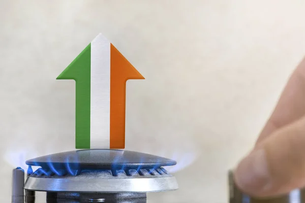 Gas Price Rise Gas Prices Ireland Burner Flame Arrow Painted — Stock Fotó