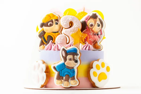 Kyiv Ukraine October 2021 Paw Patrol Themed Cake White Background — 图库照片