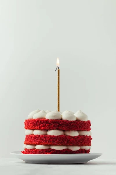 Bolo de aniversário de veludo vermelho lindo decorado com rosas