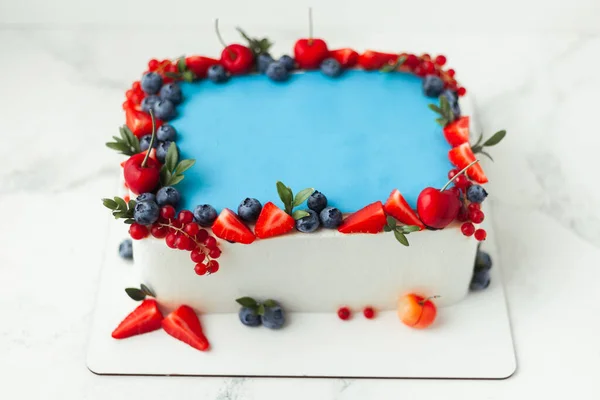 Kuchen Für Eine Große Veranstaltung Feier Mit Weißem Frischkäse Zuckerguss — Stockfoto