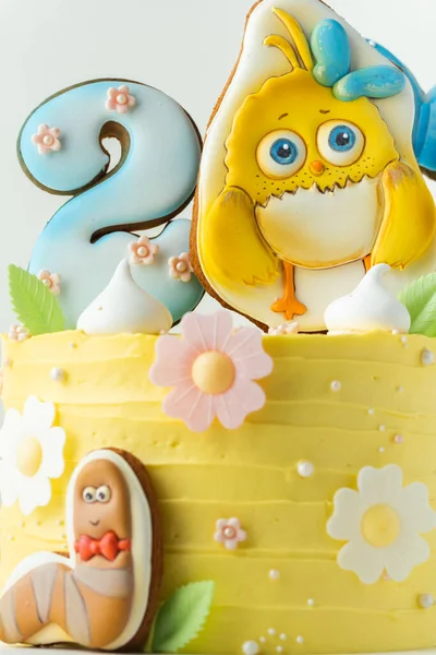 Kyiv Ukraine August Birthday Cake Little Fan Como Kids Cartoon —  Fotos de Stock