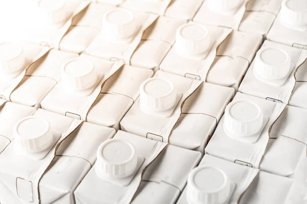 White Blank Packaging Milk Stack Cardboard Cartons Mock Branding Lot — стоковое фото