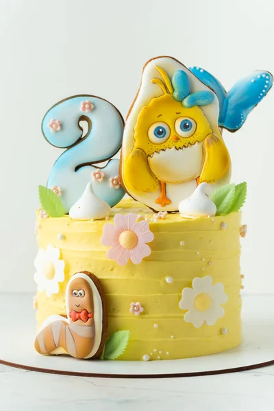 Kyiv Ukraine August Birthday Cake Little Fan Como Kids Cartoon — Stock Photo, Image