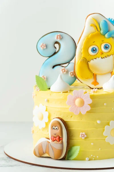Kyiv Ukraine August Birthday Cake Little Fan Como Kids Cartoon —  Fotos de Stock
