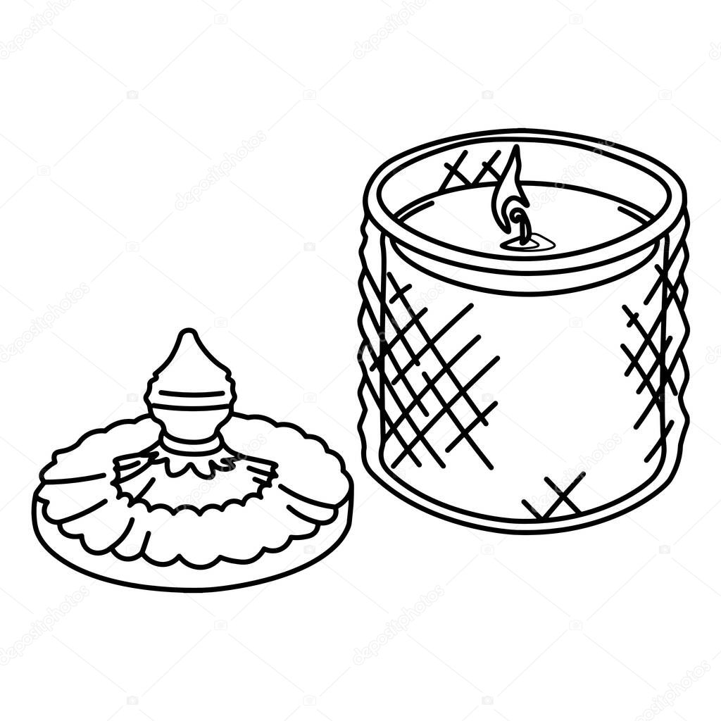 Aroma candle. Doodle vector illustration. Line hand drawn art.