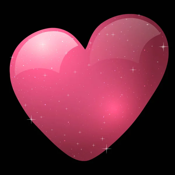 Векторная иллюстрация. День Святого Валентина. Фиолетовое сердце на черном фоне. — стоковый вектор