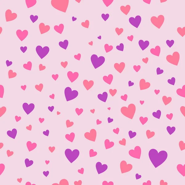 Fondo rosa sin costuras vectorial con corazones para el Día de San Valentín — Vector de stock