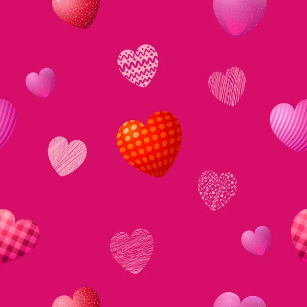 Fondo rosa sin costuras vectorial con corazones para el Día de San Valentín — Vector de stock