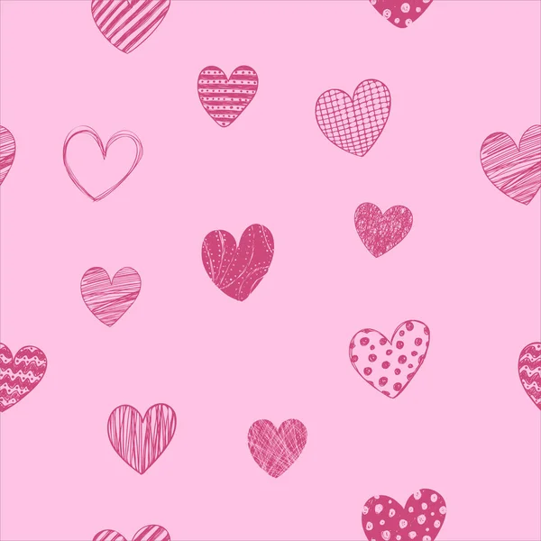 Vector seamless background with hearts for Valentines Day — Stock Vector