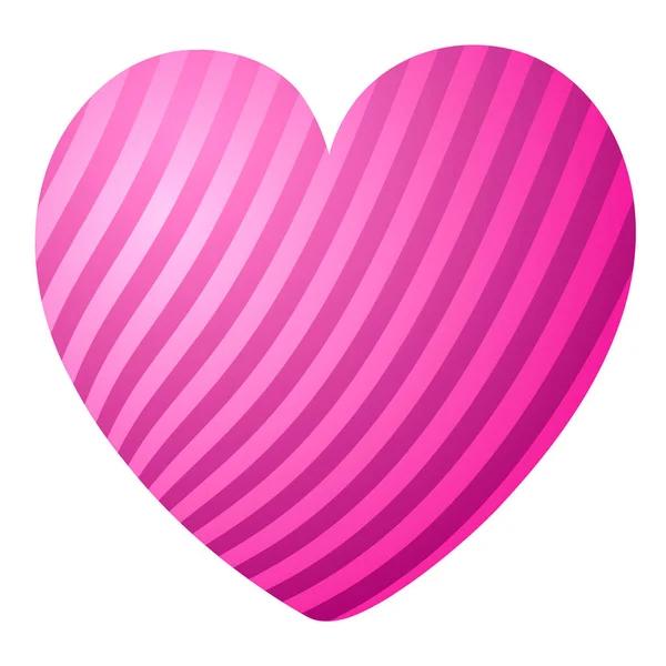 Векторная иллюстрация. День Святого Валентина. Розовое сердце с геометрическим полосатым цветовым узором на белом фоне. — стоковый вектор