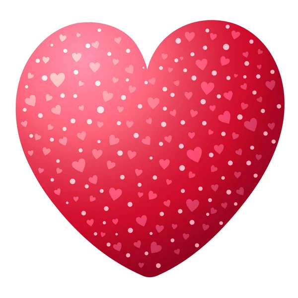 Vektorová ilustrace. Valentýn. Červené srdce s geometrickým barevným vzorem na bílém pozadí. — Stockový vektor