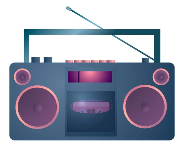 Grabadora de cinta vectorial de los años 90 con radio aislada sobre fondo blanco — Archivo Imágenes Vectoriales