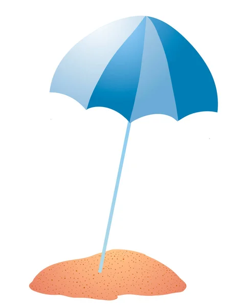 Vector illustration blue beach umbrella isolated on white background — Stock Vector