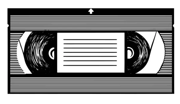 Vector cinta de vídeo retro aislado sobre fondo blanco dibujado icono simple — Archivo Imágenes Vectoriales