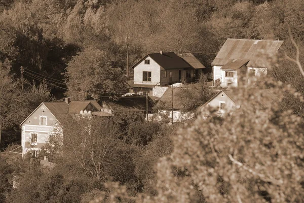 Casa Lemn Din Satul Ucrainean — Fotografie, imagine de stoc