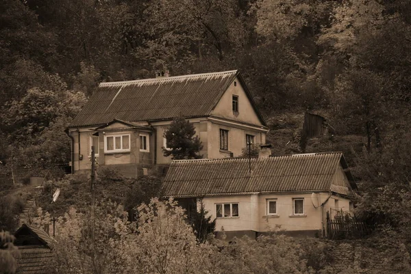 Casa Lemn Din Satul Ucrainean — Fotografie, imagine de stoc