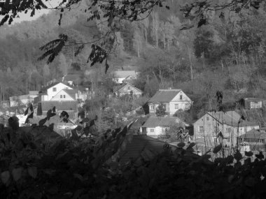 Ukrayna köyündeki ahşap ev.