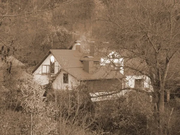 Maison Bois Dans Village Ukrainien Grande Ferme Privée Contournement — Photo