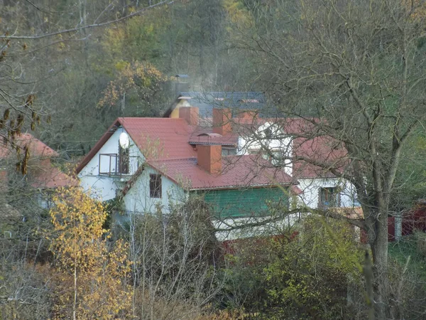ウクライナの村の木造住宅 大規模なプライベートファームバイパス — ストック写真