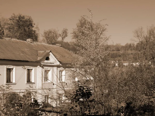 Zabytkowa Część Starego Miasta Stare Mieszkalne Budynki Małego Miasteczka — Zdjęcie stockowe